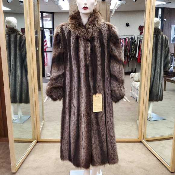 Natural Letout Raccoon Fur 50 Coat with Headband